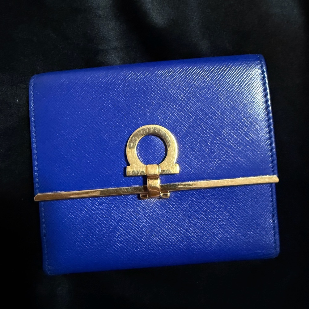 Blue Wallet with Gold Accent